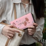 Spersonalizowany skórzany portfel na nadgarstek Zodiac Birth Flower PU z imieniem i wieloma przegródkami Prezent urodzinowy na Dzień Matki dla kobiet i dziewcząt