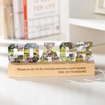 Personalized Coach Design 10 Photos Collage LED Night Light with Engraved Text and Wooden Base Birthday Retirement Team Appreciation Gift for Coach