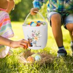 Personalisierte Floral Cross 1-5 Geburt Blumen Hasenohren Cartoon Charakter Canvas Eimer Tasche mit Namen Ostereierjagd Party Geschenk für Kinder