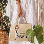 Sac en toile de jute personnalisé avec nom et sujet Anniversaire Retour à l'école Cadeau pour la journée de l'enseignant