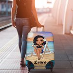 Personalisierte Sommer-Strand-Cartoon-Charakter 18-32 Zoll Gepäckabdeckung mit Namen Reisezubehör Geburtstag Geschenk für Familie Freunde