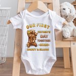 Personalizado Cute Beer Papa Bear y Baby Bear 100% algodón camiseta del bebé Onesie con nombre Primer regalo del Día del Padre para el recién nacido papá nuevo