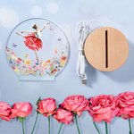 Spersonalizowana lampka nocna LED Ballet Girl Birth Flower Butterfly z imieniem i drewnianą podstawą Dekoracja pokoju Prezent urodzinowy dla baletnicy Miłośnik baletu