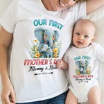 Personlig søt elefant Vår første mors dag bomulls body med tekst Første mors dag bursdagsgave til ny mamma nyfødt