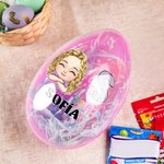 Huevo de Pascua grande rellenable personalizado con nombre inicial con temática de conejito y personaje regalo de Pascua para niños