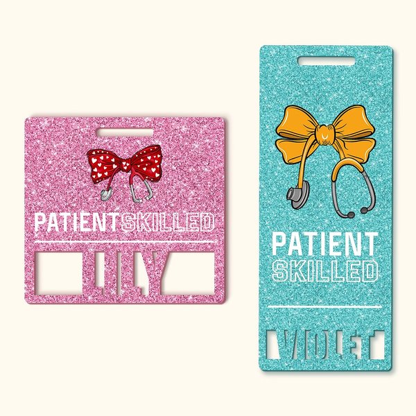 Personalised Patient Skilled Bow Stethoscope Hollow Name Badge Tag Medical Birthday Appreciation Gift for Doctor Nurse Medical Staff