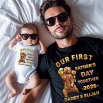 Personalizado Cute Beer Papa Bear y Baby Bear 100% algodón camiseta del bebé Onesie con nombre Primer regalo del Día del Padre para el recién nacido papá nuevo