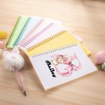 Personalized Cute Easter Bunny Initial A5 Lined Page Spiral Notebook with Name and Bunny Pom Pen Easter Back to School Gift for Kids