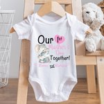 Personalized Cute Elephant Heart Balloon 100% Cotton T-shirt Baby Bodysuit with Name Birthday 1st Mother's Day Gift for Baby Mother
