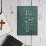 Personalised Bible Verse Cross Name A5 A6 Leather Notebook with 200 Lined Pages Baptism Graduation Birthday Gift for Christian Office Worker