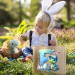 Personalized Fantasy Unicorn Dinosaur Initial Large Jute Tote Bag with Name Easter Egg Hunting Party Gift for Boys Girls