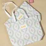 Personalized Floral Leaf Bows Greek Letter Insulated Tote Bag Sorority Birthday Gift for Sisters Friends | Callie × Affinity Licensing