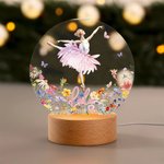 Spersonalizowana lampka nocna LED Ballet Girl Birth Flower Butterfly z imieniem i drewnianą podstawą Dekoracja pokoju Prezent urodzinowy dla baletnicy Miłośnik baletu