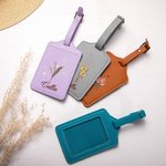 Personalisierte Konstellation Geburt Blume PU Leder Gepäckanhänger mit Namen Reisezubehör Geburtstag Geschenk für Frauen Mädchen