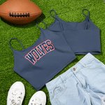 Personalized Multicolor Text Spaghetti Strap Sports Bra Crop Top with Chest Pads Team Game Day Gift for Girl