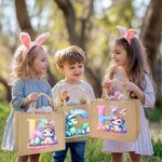 Personalized Fantasy Unicorn Dinosaur Initial Large Jute Tote Bag with Name Easter Egg Hunting Party Gift for Boys Girls