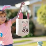 Personalisierte Osterhase Ohr große Kapazität Eimer Tasche mit Namen Ostereierjagd Geburtstag Urlaub Party Geschenke für Kinder