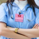 Personalised Patient Skilled Bow Stethoscope Hollow Name Badge Tag Medical Birthday Appreciation Gift for Doctor Nurse Medical Staff