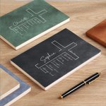 Personalised Bible Verse Cross Name A5 A6 Leather Notebook with 200 Lined Pages Baptism Graduation Birthday Gift for Christian Office Worker