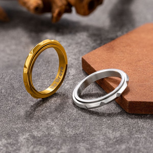 Personalizado Minimalista Delgado Rombo Spinner Fidget Anillo con texto grabado Ansiedad Alivio Joyería Cumpleaños Inspirational Gift for Men Women