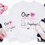 Personalized Cute Elephant Heart Balloon 100% Cotton T-shirt Baby Bodysuit with Name Birthday 1st Mother's Day Gift for Baby Mother