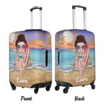 Personalisierte Sommer-Strand-Cartoon-Charakter 18-32 Zoll Gepäckabdeckung mit Namen Reisezubehör Geburtstag Geschenk für Familie Freunde
