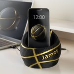 Personalisierter 3D Basketballform Handyhalter Tischtelefonständer mit Text Ladebuchse Schreibtisch Deko Geburtstag Urlaub Geschenk für Sportliebhaber
