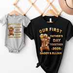 Personalizado Cute Beer Papa Bear y Baby Bear 100% algodón camiseta del bebé Onesie con nombre Primer regalo del Día del Padre para el recién nacido papá nuevo