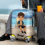 Personalisierte Sommer-Strand-Cartoon-Charakter 18-32 Zoll Gepäckabdeckung mit Namen Reisezubehör Geburtstag Geschenk für Familie Freunde
