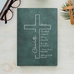 Personalised Bible Verse Cross Name A5 A6 Leather Notebook with 200 Lined Pages Baptism Graduation Birthday Gift for Christian Office Worker