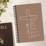 Personalised Cross Bible Verse A5 Spiral Notebook with Name and 120 Pages Paper Birthday Religious Baptism Gift for Family Friends Christians