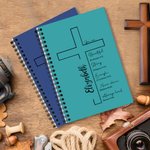 Personalised Cross Bible Verse A5 Spiral Notebook with Name and 120 Pages Paper Birthday Religious Baptism Gift for Family Friends Christians