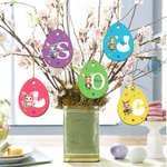 Personalized Cute Bunny Initial Easter Egg Shape Wood Tag with Name Easter Party Gift for Boys Girls 6
