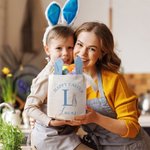 Cesta de Pascua Personalizada Happy Easter Cute Peter Rabbit Bunny Ears Easter Basket with Initial and Name Easter Egg Hunt Party Favors Birthday Gift for Boys Girls