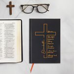 Personalized Bible Verse Cross A5 Notebook with Name and 200 Lined Pages Baptism Graduation Birthday Gift for Christian Office Worker