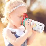 Personalized Cute Elephant Moon 12oz Kid Insulated Name Water Bottle with Handle and Silicone Straw Birthday Back to School Gift for Boy Girl