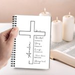 Personalised Cross Bible Verse A5 Spiral Notebook with Name and 120 Pages Paper Birthday Religious Baptism Gift for Family Friends Christians