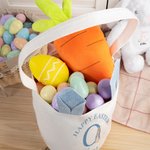 Cesta de Pascua Personalizada Happy Easter Cute Peter Rabbit Bunny Ears Easter Basket with Initial and Name Easter Egg Hunt Party Favors Birthday Gift for Boys Girls