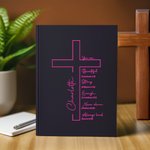 Personalized Bible Verse Cross A5 Notebook with Name and 200 Lined Pages Baptism Graduation Birthday Gift for Christian Office Worker