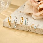 Personalizado minimalista de plata esterlina piedra de nacimiento Huggie Hoop Stud Pendiente Aniversario Cumpleaños Regalo para las mujeres