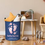 Cestino portabiancheria impermeabile personalizzato con nome e informazioni sulla nascita Baby Shower Regalo di inaugurazione per bambini e famiglia