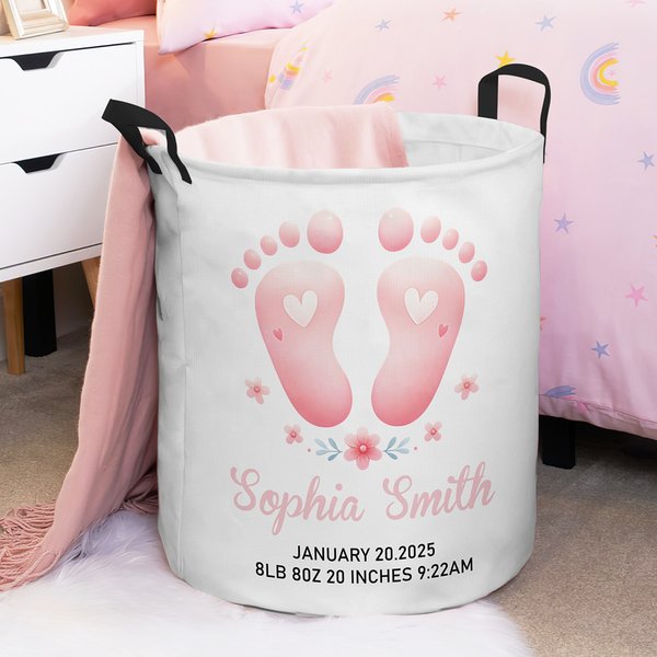 Spersonalizowany wodoodporny kosz na pranie z imieniem i informacją o narodzinach dziecka Baby Shower Housewarming Gift for Kids Family
