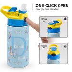 Gepersonaliseerde Peter Rabbit bloemennaam 12 oz geïsoleerde waterfles met siliconen rietje en morsbestendig deksel Verjaardagscadeau voor jongens meisjes