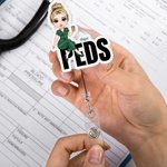 Personalized Cartoon Medical Character Acrylic Badge Reel with Name and Job Title Nurse Week Appreciation Gift for Doctor Nurse Medical Staff