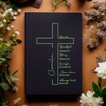 Personalized Bible Verse Cross A5 Notebook with Name and 200 Lined Pages Baptism Graduation Birthday Gift for Christian Office Worker