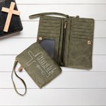 Personalised Cross Bible Verse Wristlet Tri-fold Leather Wallet with Name and Card Slots Birthday Baptism Gift for Christians Women