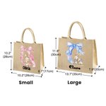 Personalisiertes Tote Bag Jute-Tasche Schleife Ostern Hase mit Namen und Initialen Reisezubehör Geburtstag Ostern Party Geschenk für Jungen Mädchen