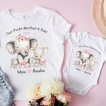 Boby bébé ou T-shirt adulte personnalisé avec noms et année - Cadeau naissance fête des Mères pour bébé nouveau-né nouvelle maman