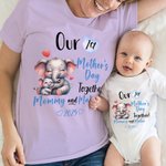 Spersonalizowana koszulka dla niemowląt z imieniem Jednorożec Słoń Żyrafa 100% bawełny Body niemowlęce z imieniem Nasz 1. prezent urodzinowy na Dzień Matki dla mamy niemowlęcia