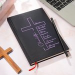 Personalized Bible Verse Cross A5 Notebook with Name and 200 Lined Pages Baptism Graduation Birthday Gift for Christian Office Worker